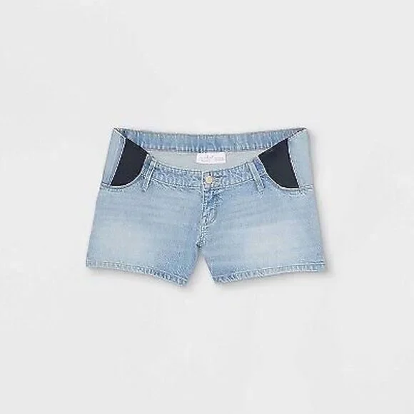 Isabel Maternity Under Belly Midi Maternity Jean Shorts Size 8