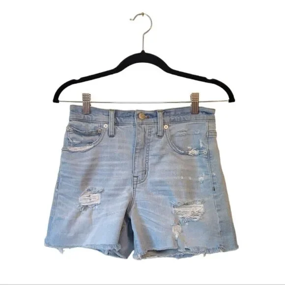 Madewell Posey Light Wash Denim High Waist Cutoff Shorts