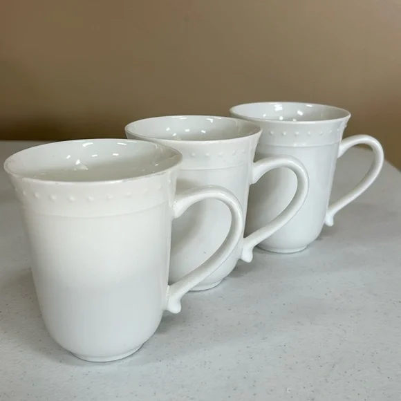 Pier 1 white Elexa Mugs / Cup Set of three