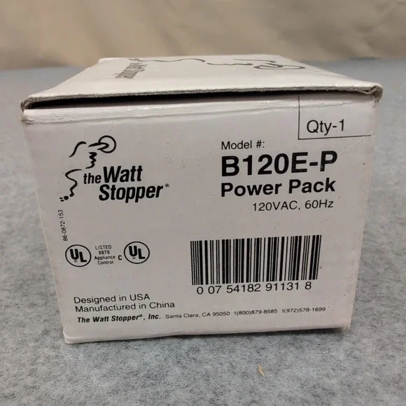 The Watt Stopper B120E-P Power Pack 120VAC 60Hz 150mA Output UL 2043 Plenum