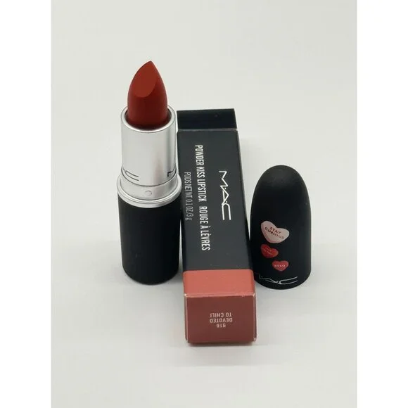 MAC Powder Kiss Lipstick 916 Devoted To Chili 0.1 oz