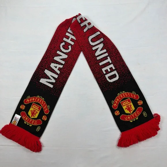 Manchester United Soccer Scarf Red Black Knit Football Fan Gear‎ One Size OS