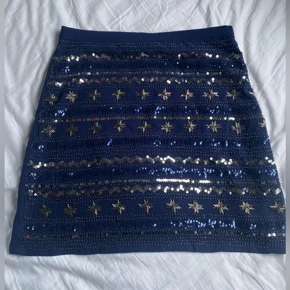 Blue Rair Navy Blue Sequin Mini Skirt Size L