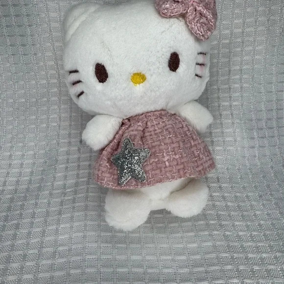 Hello Kitty Plush with Pink Dress and Silver Star Mobile phone back clip