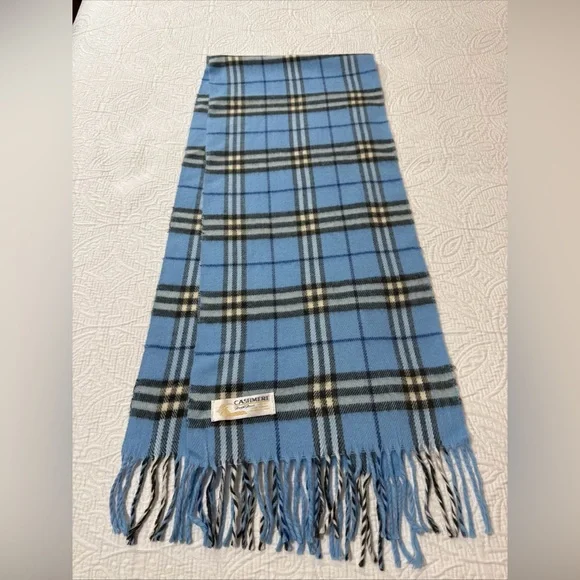 Cashmere‎ Scarf By Royal Rossi 100% Cashmere Plaid Mongolia 62”x 12” Preppy