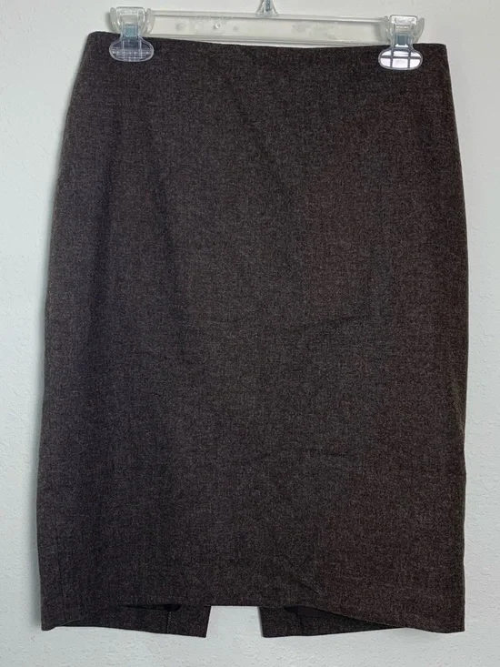 Moda International Brown Woolblend Pencil Skirt Size 4 Italy Office
