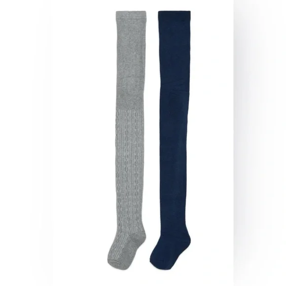 NWT‎ Wonder Nation Girls Heavyweight Cable Knit Footed Tights 2-Pack Size S 4-6