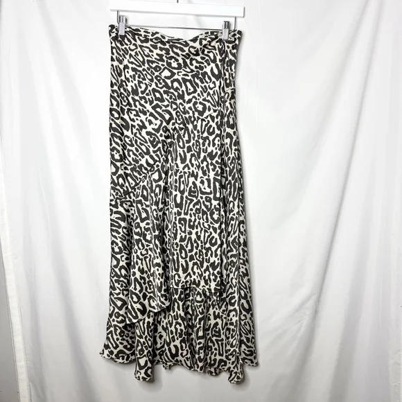 Women's SHONA JOY Black White Leopard Print Maxi Skirt Size 8