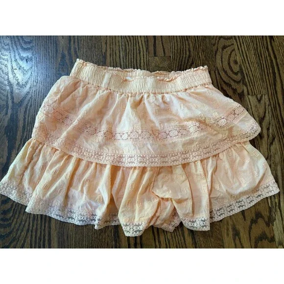 Altar'd State 100% Cotton Peach Ruffle Elastic Waist Mini Skort Shorts Size M