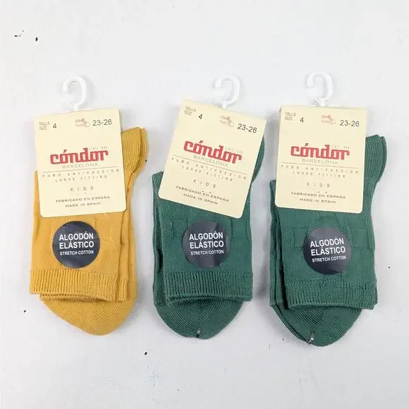 Condor 3 Pair Mustard & Green Dress Sock Bundle - Shoe Size 23-26 eu (7-9 us)