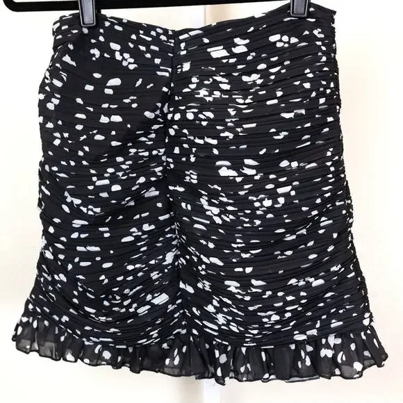 Nasty Gal Dalmatian Print Ruched Mini Skirt 6 NWT
