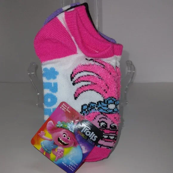 New Kids Trolls World Tour No Show Socks 6‎ Pairs Size S Shoe Size 6 10.5