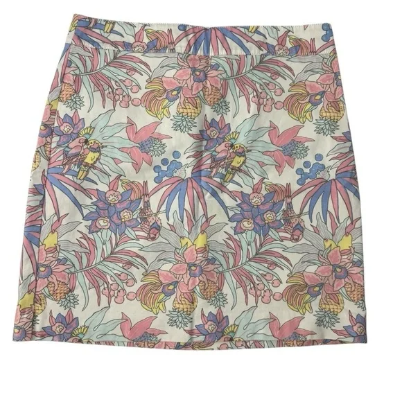 Talbots Pastel Tropical Parrot Print A-line mini skirt. Size 6