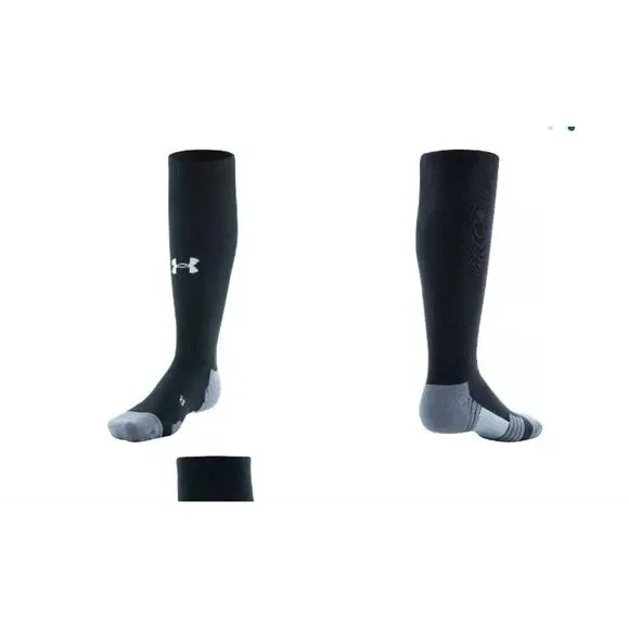 New NWT UA Under‎ Armour Team Cushioned Over The Calf Black White Socks 2 Packs