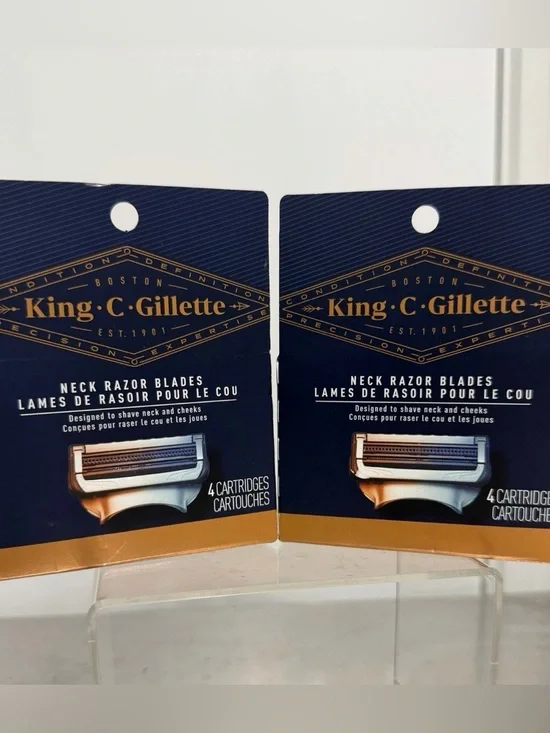 (8 Cartridges) King C Gillette Razor Blade Refill ~ Designed to Shave Neck ~ NEW