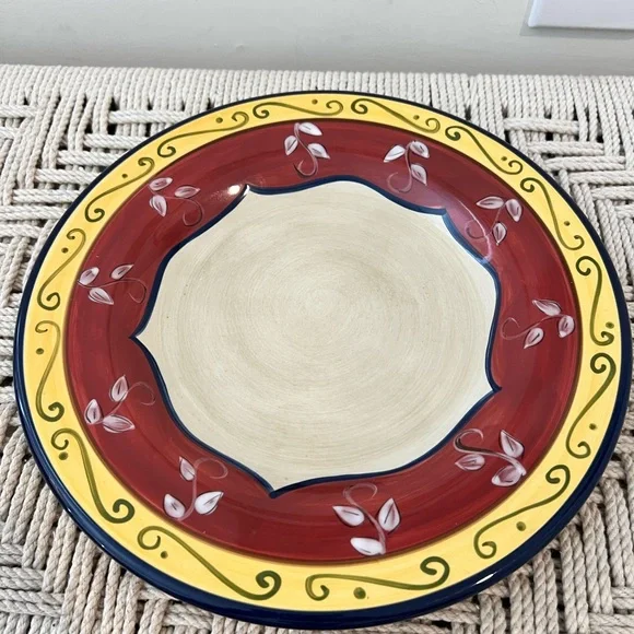 Pier 1 Vallarta Red and Yellow Ceramic Dinner Plater