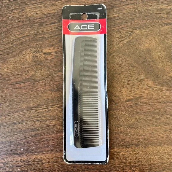 Ace Pocket Comb 61586 Hard Rubber Black Fine Medium Tooth Grooming New vitage‎