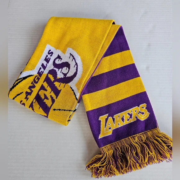Los Angeles Lakers NBA Scarf Purple And Yellow W/ Fringe Edges Double Sided NWOT