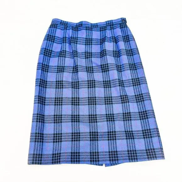 Pendleton Blue Authentic Morgan Tartan Wool Pencil Skirt Size 12