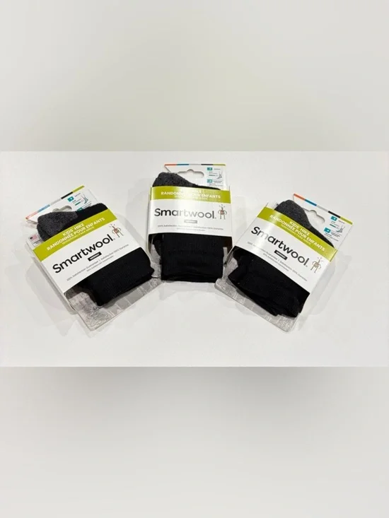SmartWool Kids Small Light Cushion Hiking Socks 3-Pack Crew Black NWT