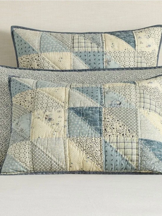Pottery Barn Ellis Reversible EURO Quilted Sham 1 Blue