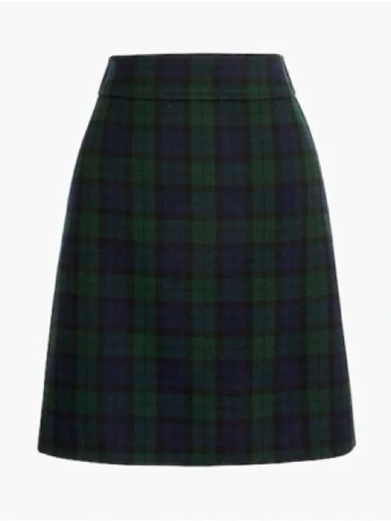 J. Crew Wool Blend Blackwatch Plaid A-Line Mini Skirt