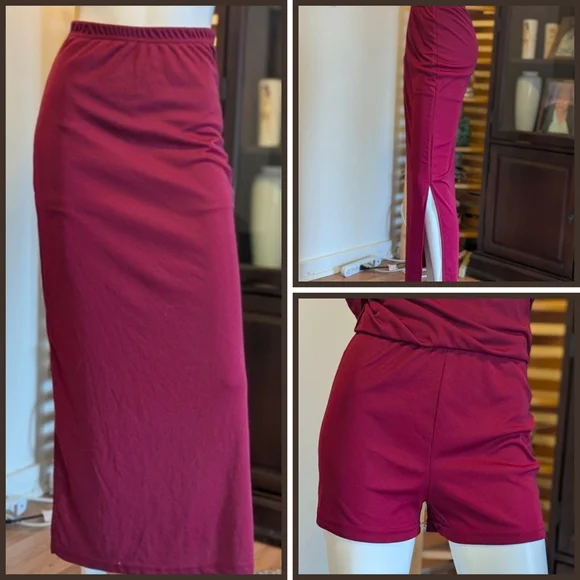 Maxi Skirt With Double Sided Slits And Built-in Shorts