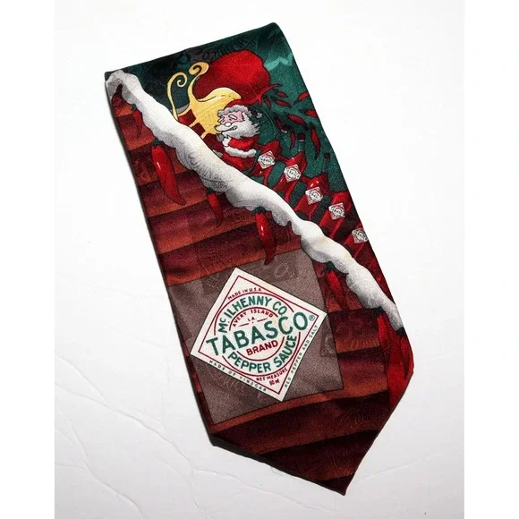 Tabasco Men's Tabasco Pepper Sauce Santa Peppers‎ Silk Neck Tie