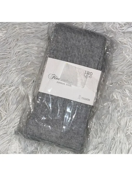 NWT little girl Gray ribbed stocking tights