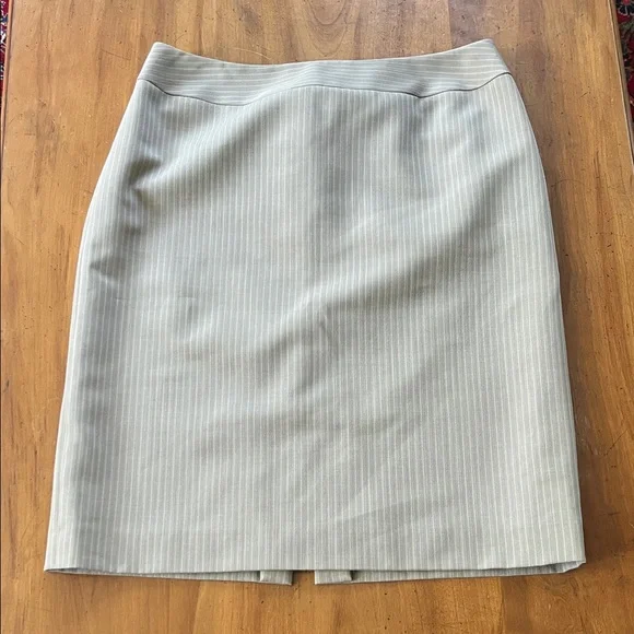 Tahari Beige Pinstripe Pencil Skirt