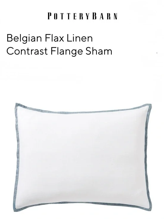 POTTERY BARN Standard Sham Belgian Flax Linen Contrast Flange