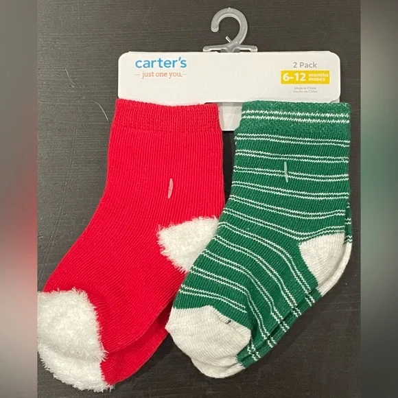 Carter's Christmas Holiday Season 2-pack *New* Socks. Size 6-12 mo