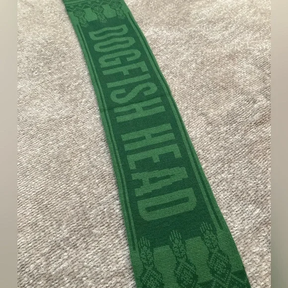 Dogfish Head Brewery Knit Scarf Bright Green Logo Winter‎ Beer Cozy