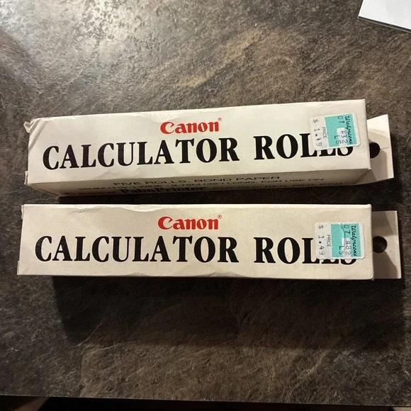 Two Canon Palm Printer Calculator Paper Rolls Box of 5 Rolls 1.5