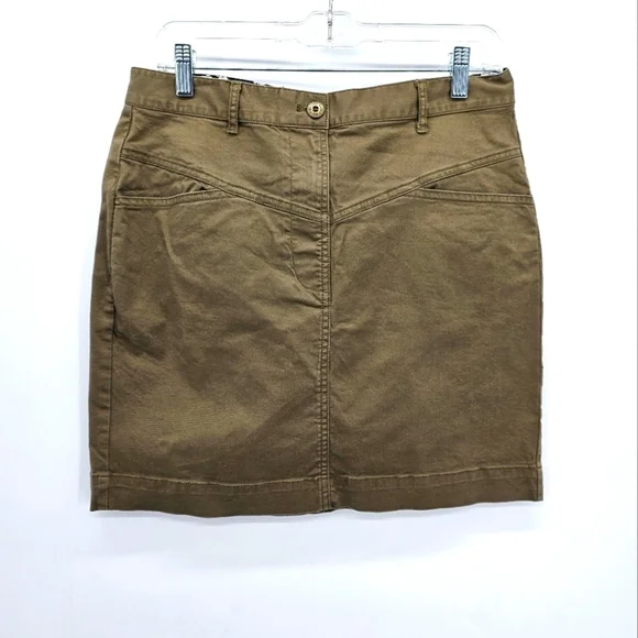 Brooks Brothers olive yolk front chino skirt women's size 8