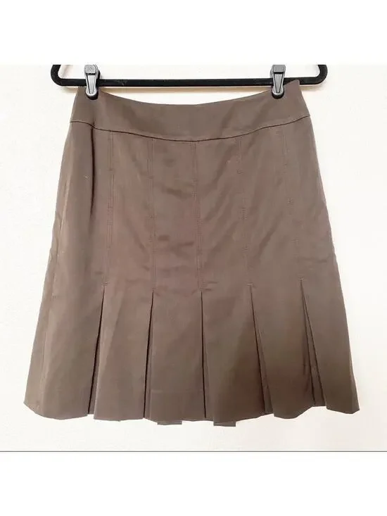 Carlisle 100% Wool Brown Pleated Skirt Size 4