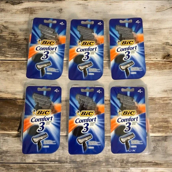 BIC‎ Comfort 3 Razors Triple Blade Razors for Men 4 Razors / Lot Of 6 Packages
