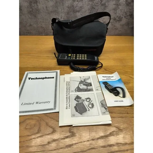 Vintage Technophone MC985A Mobile Car Phone with Carry Case, User Guide, Charger