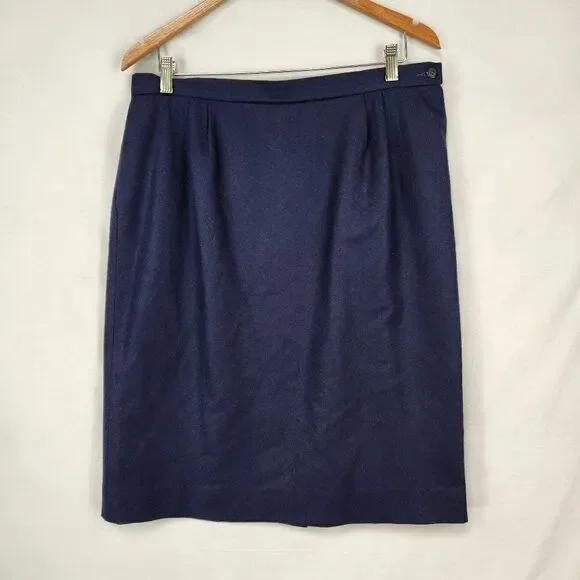 Vtg Pendleton Womens Navy Blue Pencil Skirt Waist 34 100% Wool Lined 80s