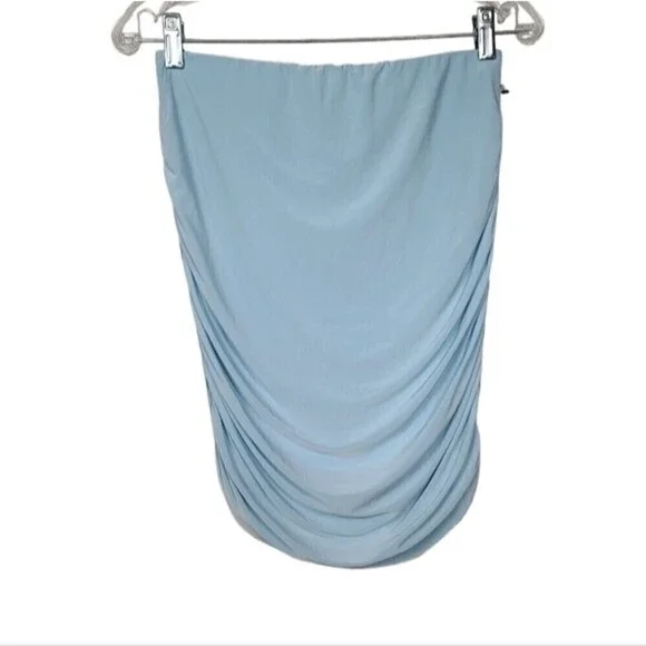 PrettyLittleThing Baby Blue Ruched Skirt 8