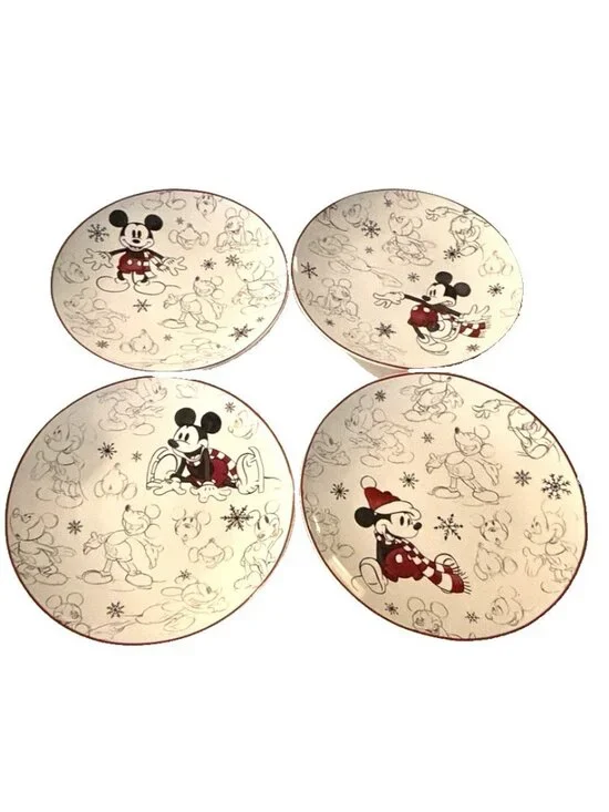 Pottery Barn Disney Set of 4 Mickey Mouse Salad Plates 8.25
