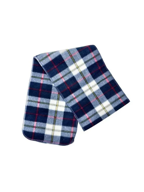 Plaid Fleece Scarf Blue Red White Tartan Pattern Soft Cozy Winter 56