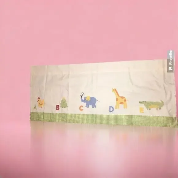 POTTERY BARN KIDS Valance‎ Nursery Window Curtain Animals ABC Applique 43.5