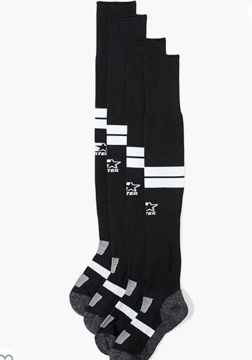 Starter Youth 2 Pairs Soccer Socks Black with White Trim Size M