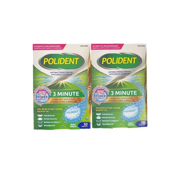 Polident 3 Minute Dental Appliance Cleanser 60ct Mint Fresh New Exp 2028 Bundle