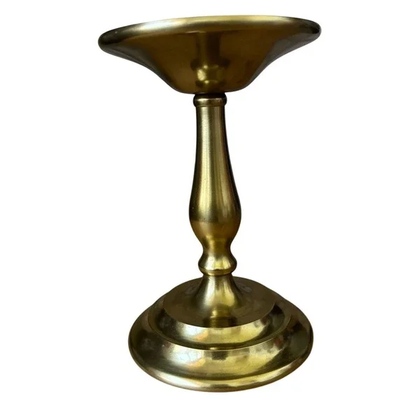 Pottery Barn Arlington Collection Candle Holder Brass  6.75 Tall Pedestal Holder