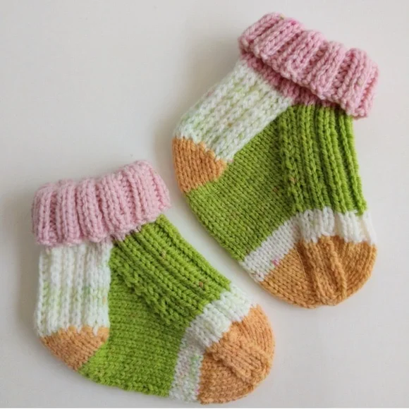 Socks Toddler Baby Accessories Hand CraftedPink Green White Orange Colorful Cozy