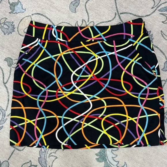 Loudmouth Golf Black Skort Multicolor Swirls Athletic Tennis