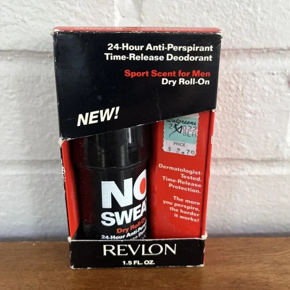 Vintage Revlon No Sweat Dry Roll-On 24 Hr Anti-Perspirant Deodorant‎ Sport Scent