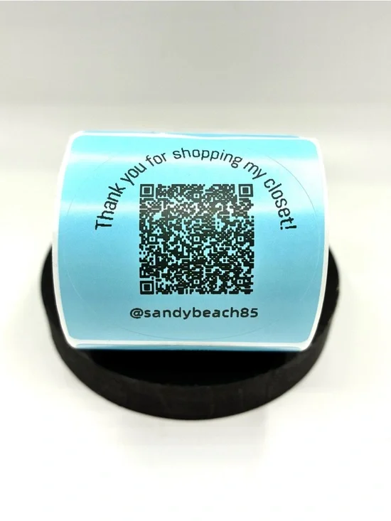 (100) Closet QR Code Thank You Stickers-Blue